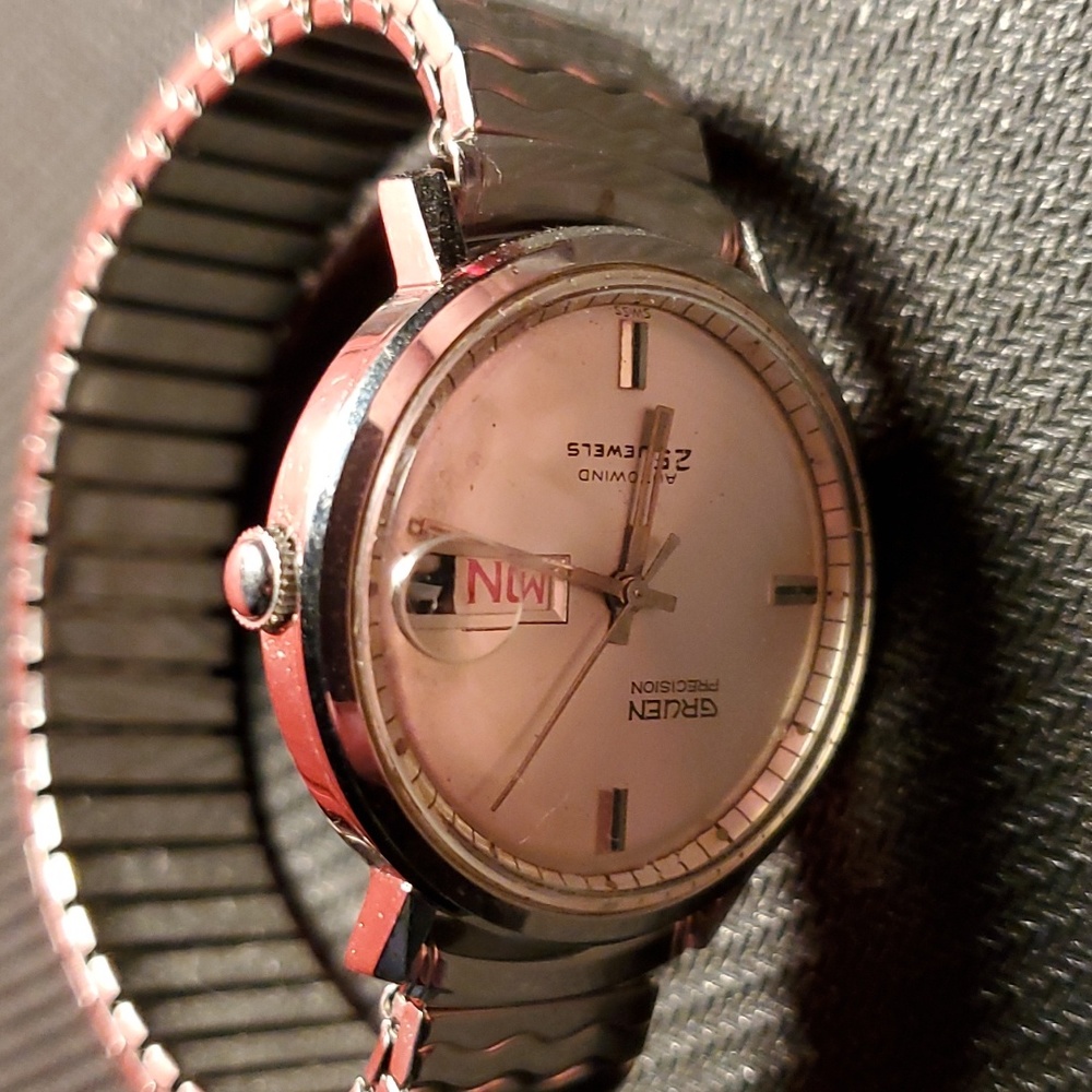 Vintage 1950's Men's Gruen Precision 25j Swiss Automatic  Quick Set Day Date